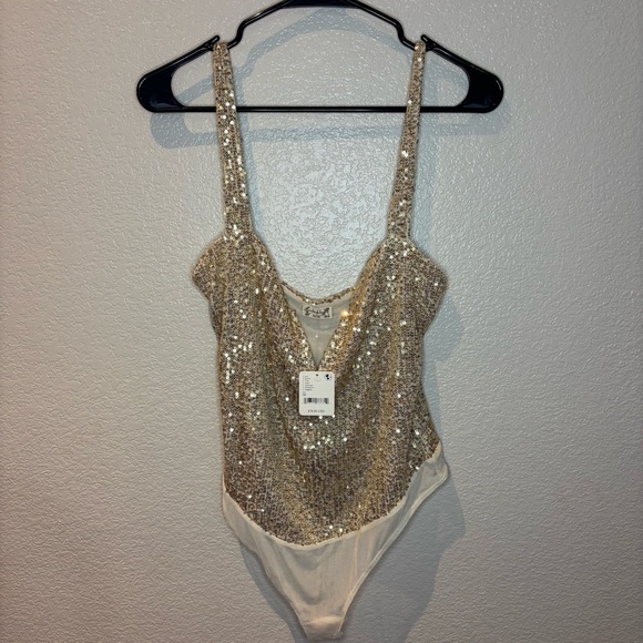 Free People Gold Sequin Bodysuit - Picture 3 of 5